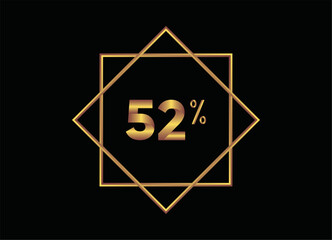 52 percent on black background, gold vector image