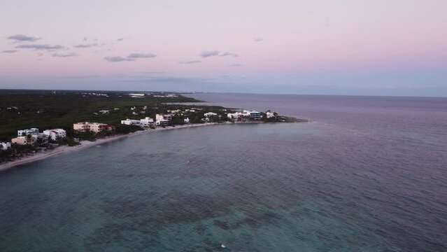 View sunset shot from Akumal, Mexico, Yucatan, Quintana Roo 2 - taken with drone