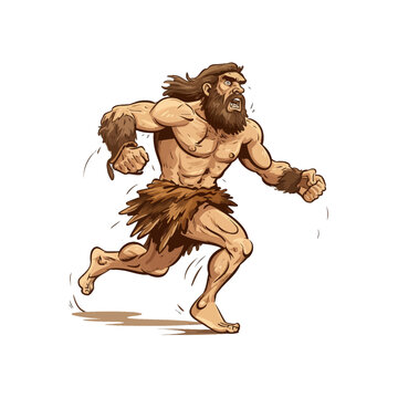Caveman running. Vector illustration design.