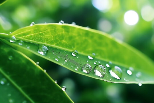 raindrops on the leaves, beautiful, dewdrops in the morning