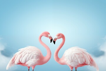 Fototapeta premium couple flamingo blurred background for cute and love design