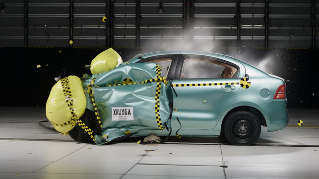 Test vehicle in a crash test simulation