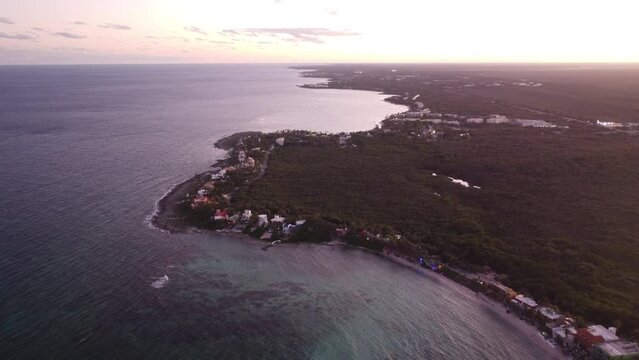 View sunset shot from Akumal, Mexico, Yucatan, Quintana Roo 6 - taken with drone