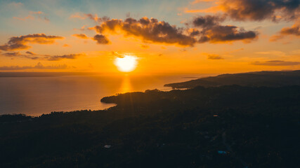 sunset in the caribbean with the beautiful colors 
