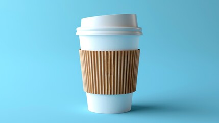 Fototapeta na wymiar icon 3d coffee cup, cute, view floating in the air, flip, perspective, blue