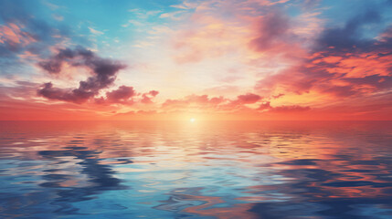 Naklejka na ściany i meble Abstract sunset over water surface
