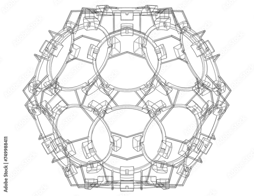 Poster wireframe shape geometric companion dodecahedron 3d print model