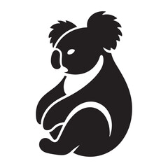 Koala Serenity: Vector Koala Silhouette - Embracing the Peaceful Charm of Australia's Beloved Tree-Dweller. Koala Illustration, Koala Vector. © Wolfe 
