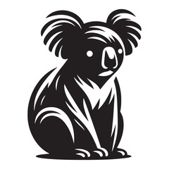 Koala Serenity: Vector Koala Silhouette - Embracing the Peaceful Charm of Australia's Beloved Tree-Dweller. Koala Illustration, Koala Vector. © Wolfe 