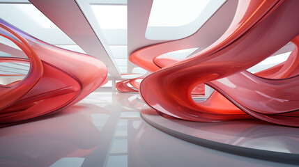 Abstract futuristic architecture interior design realistic 3D render wallpaper background created with a created with a generative ai technology