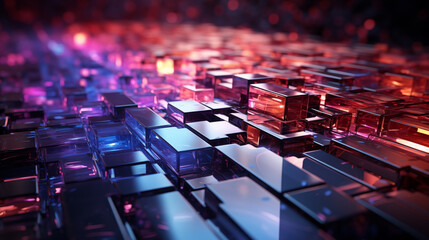 Abstract technology data analysis concept for information and innovation realistic 3D render wallpaper background created with a generative ai technology