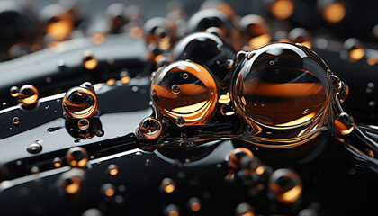 Abstract Background: spheres catches the reflections of water waves realistic 3D render wallpaper created with a generative ai technology