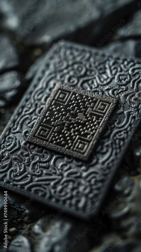 Aufkleber close up of a qr code for a blockchain lottery event ticket minimalist design for easy scanning