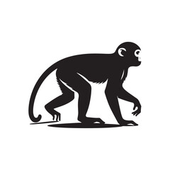 Primal Elegance: Vector Monkey Silhouette - Capturing the Agile and Playful Spirit of Primates in Striking Form. Monkey illustration, Monkey Vector.