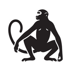 Primal Elegance: Vector Monkey Silhouette - Capturing the Agile and Playful Spirit of Primates in Striking Form. Monkey illustration, Monkey Vector.