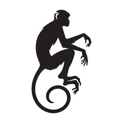 Primal Elegance: Vector Monkey Silhouette - Capturing the Agile and Playful Spirit of Primates in Striking Form. Monkey illustration, Monkey Vector. © Wolfe 