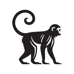 Primal Elegance: Vector Monkey Silhouette - Capturing the Agile and Playful Spirit of Primates in Striking Form. Monkey illustration, Monkey Vector.