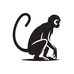 Primal Elegance: Vector Monkey Silhouette - Capturing the Agile and Playful Spirit of Primates in Striking Form. Monkey illustration, Monkey Vector.