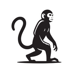 Primal Elegance: Vector Monkey Silhouette - Capturing the Agile and Playful Spirit of Primates in Striking Form. Monkey illustration, Monkey Vector.