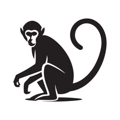 Primal Elegance: Vector Monkey Silhouette - Capturing the Agile and Playful Spirit of Primates in Striking Form. Monkey illustration, Monkey Vector.