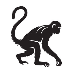 Primal Elegance: Vector Monkey Silhouette - Capturing the Agile and Playful Spirit of Primates in Striking Form. Monkey illustration, Monkey Vector.