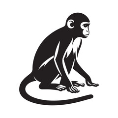 Primal Elegance: Vector Monkey Silhouette - Capturing the Agile and Playful Spirit of Primates in Striking Form. Monkey illustration, Monkey Vector.