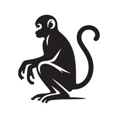 Primal Elegance: Vector Monkey Silhouette - Capturing the Agile and Playful Spirit of Primates in Striking Form. Monkey illustration, Monkey Vector.