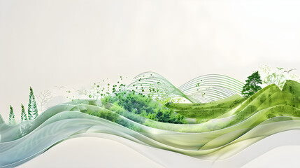 Serene green abstract nature landscape