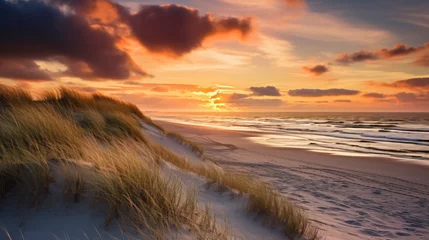 Schilderijen op glas Beach and dunes Dutch coastline landscape © Marukhsoomro