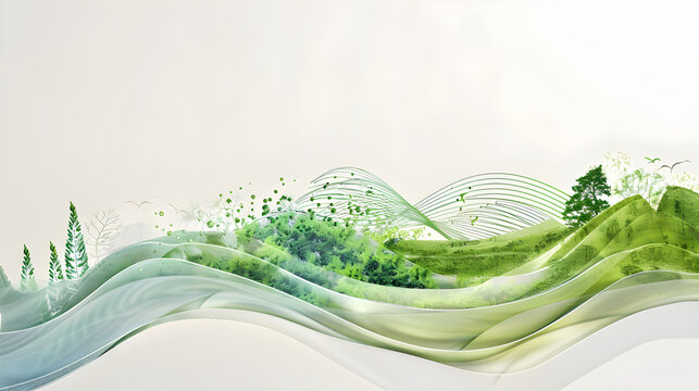 Serene green abstract nature landscape
