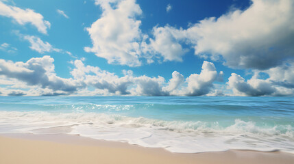 Fototapeta na wymiar Beach under blue sky and white clouds