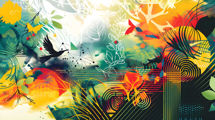 Abstract nature and city fusion artwork