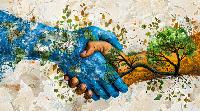 Unity with nature: artistic handshake between human and earth