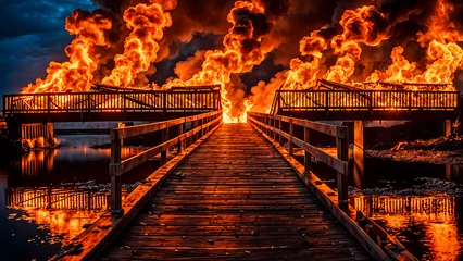 Foto op Canvas fire on the bridge © Top
