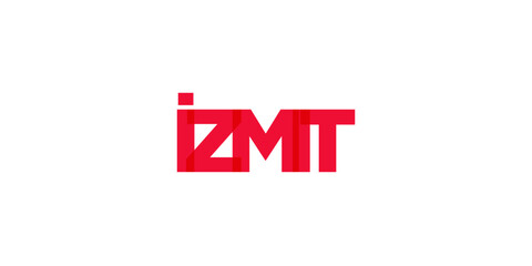Izmit in the Turkey emblem. The design features a geometric style, vector illustration with bold typography in a modern font. The graphic slogan lettering.