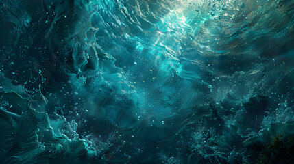 Underwater dreamscape with glistening light - obrazy, fototapety, plakaty