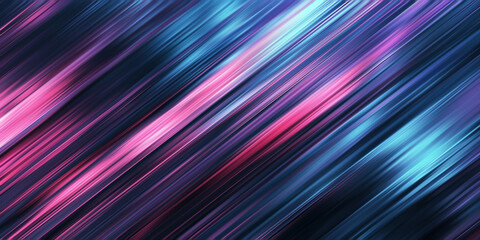 Abstract futuristic background. Glossy Blue, purple and pink motion blur lines set against a black background. Flashes of light. Neon glow. Sci fi concept. Technology and innovation background. 