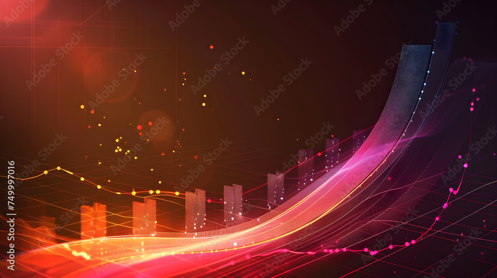 Poster dynamic abstract financial growth chart on dark background