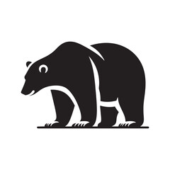 Fototapeta premium Arctic Serenity: Minimal Vector Polar Bear Silhouette - Capturing the Grace and Majesty of the North's Iconic Creature. polar bear illustration, polar bear vector.