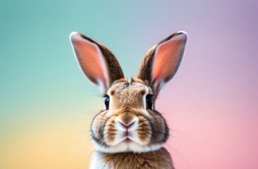 Fototapeta na wymiar rabbit on a pastel background space for text