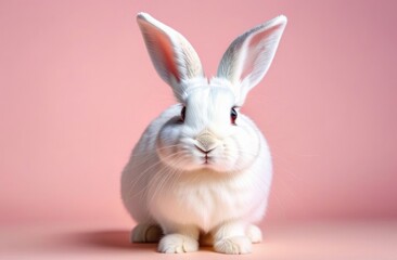Obraz premium rabbit on a pink background space for text