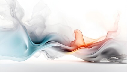 Colorful smoke isolated on white background. Soft grey, blue and orange smoke