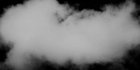 Beautiful white cloud on black background. Textured smoke, brush effect. a cloud is an aerosol comprising a visible mass of minute liquid droplets, frozen crystals. Cloudscape as background. 

