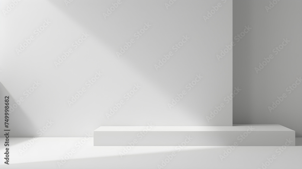 Poster modern minimalist white shelf display with shadow