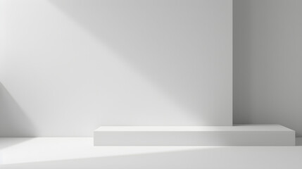 Modern minimalist white shelf display with shadow