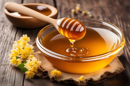 honey dripping from a wooden spoon
