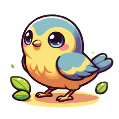 Obraz premium cute small bird vector on white background.