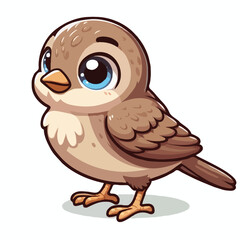 Fototapeta premium cute small bird vector on white background.