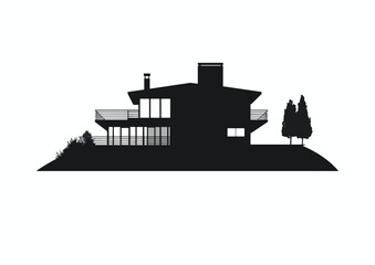 Fototapeta na wymiar Architecture house black simple silhouette