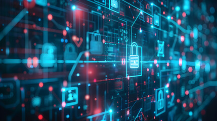 Obraz premium a cybersecurity concept with AI-powered defenses protecting digital assets against cyber threats.